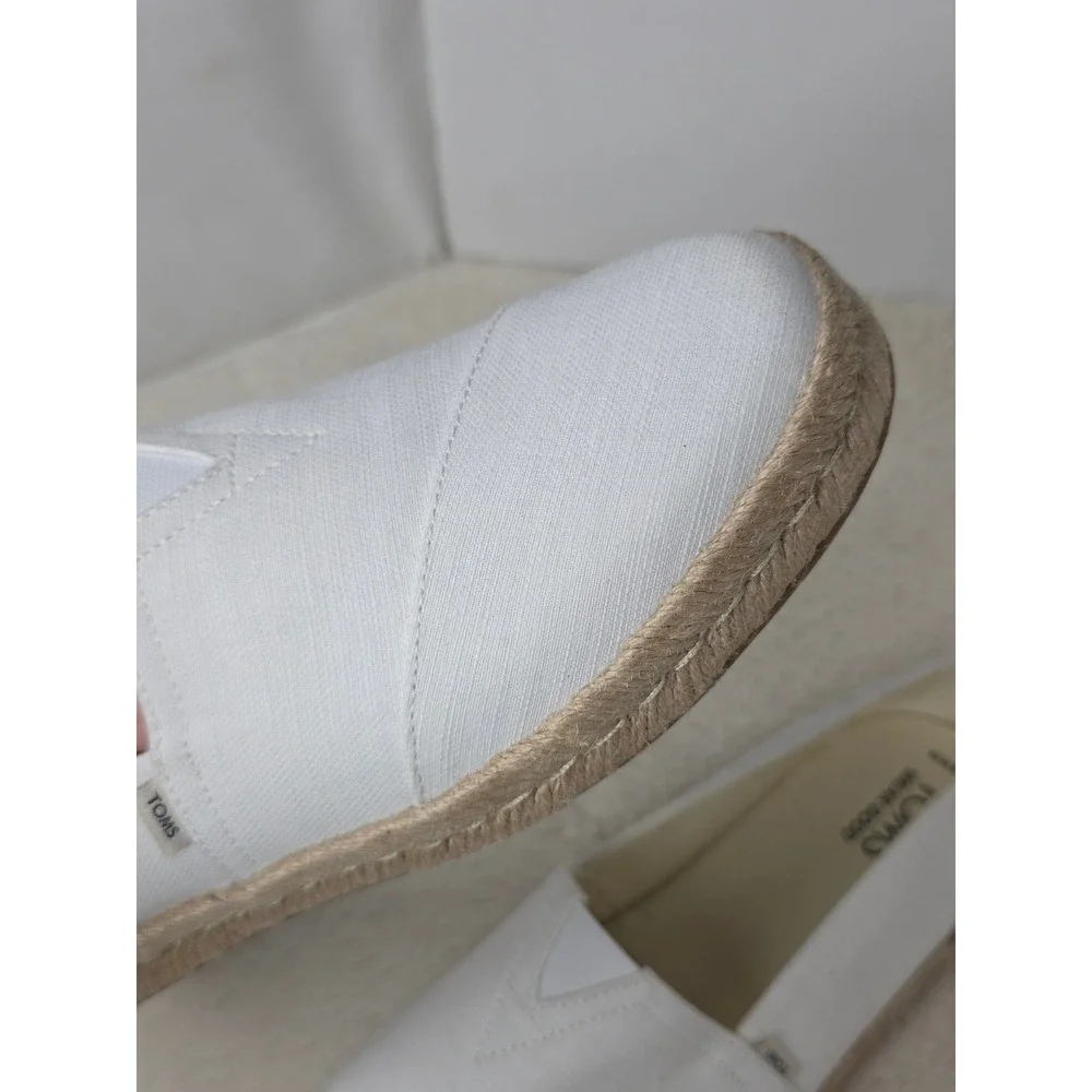 TOMS Off White Alpargata Espadrille Slip On Canvas‎ Shoes W's 10 Comfy Relaxing
